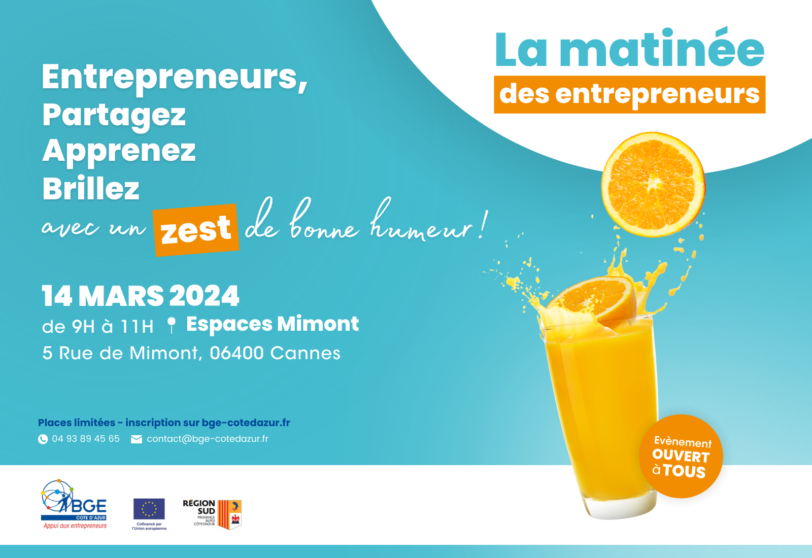 Evénement - La Matinée des Entrepreneurs à Cannes - Le 14 Mars 2024