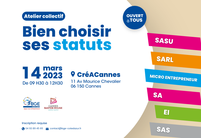 Atelier collectif - Bien choisir son statut juridique